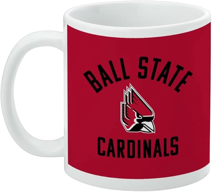 Ball State Cardinals Logo Ceramic Coffee Mug, Novelty Gift Mugs for Coffee, Tea and Hot Drinks, 11oz, White