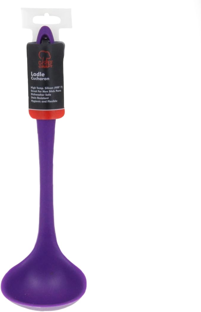 Chef Craft Premium Silicone Cooking Ladle, 11.25 inch, Purple