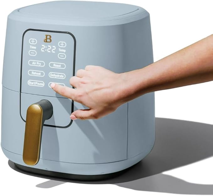 Beautiful by Drew Barrymore 6-Quart Digital Air Fryer, TurboCrisp Technology, Touch-Activated Display, 1750W, 90–400°F, Dishwasher-Safe Basket (CORNFLOWER BLUE)