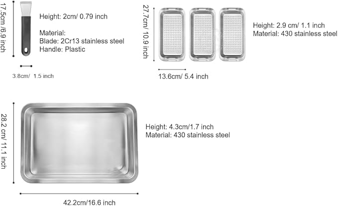 5 Pack Grill Basket for Outdoor Grill, Heavy Duty Stainless Steel Vegetable Grill Pans, Serving Tray BBQ Serving Platters with Holes for Grill Fish,Vegetable,Meat,Prep Food Veggie and Seafood