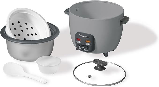 Starfrit Electric Rice Cooker - 10 Cups - Steamer Basket, Measuring Cup & Service Spoon - 400W - Makes Perfect Rice!