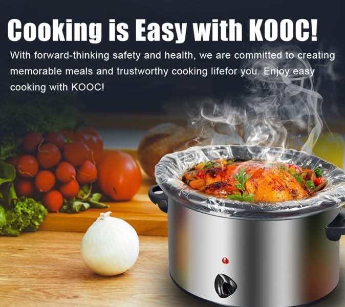 Slow Cooker Liners, 50 Count Cooking Bags Extra Large Size Disposable Pot Liners Plastic Bags, Fit 3QT to 10QT for Slow Cooker Cooking Trays, 14"x 22"