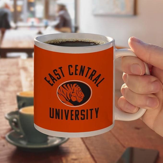 East Central University Tigers Logo Ceramic Coffee Mug, Novelty Gift Mugs for Coffee, Tea and Hot Drinks, 11oz, White