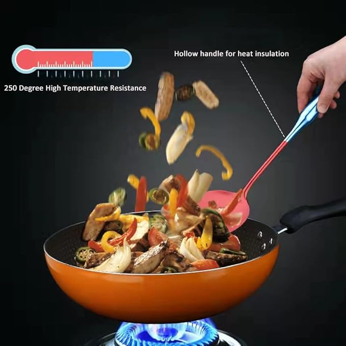 304 18/10 Stainless Steel Kitchen Utensils Set 9 Pack Long Cooking Utensil, Spatula, Soup spoon, Leaking shovel, Ladle, Tunner, Pasta Server, Meat Fork Kitchen Tools Set