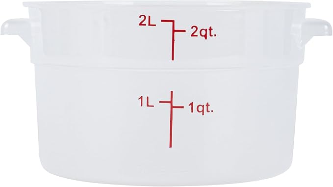Restaurantware-Met Lux 2 Quart Food Storage Containers, 10 Translucent Storage Containers - Lids Sold Separately, Red Volume Markers, Dishwashable Containers, Side Handles, For Storing Foods