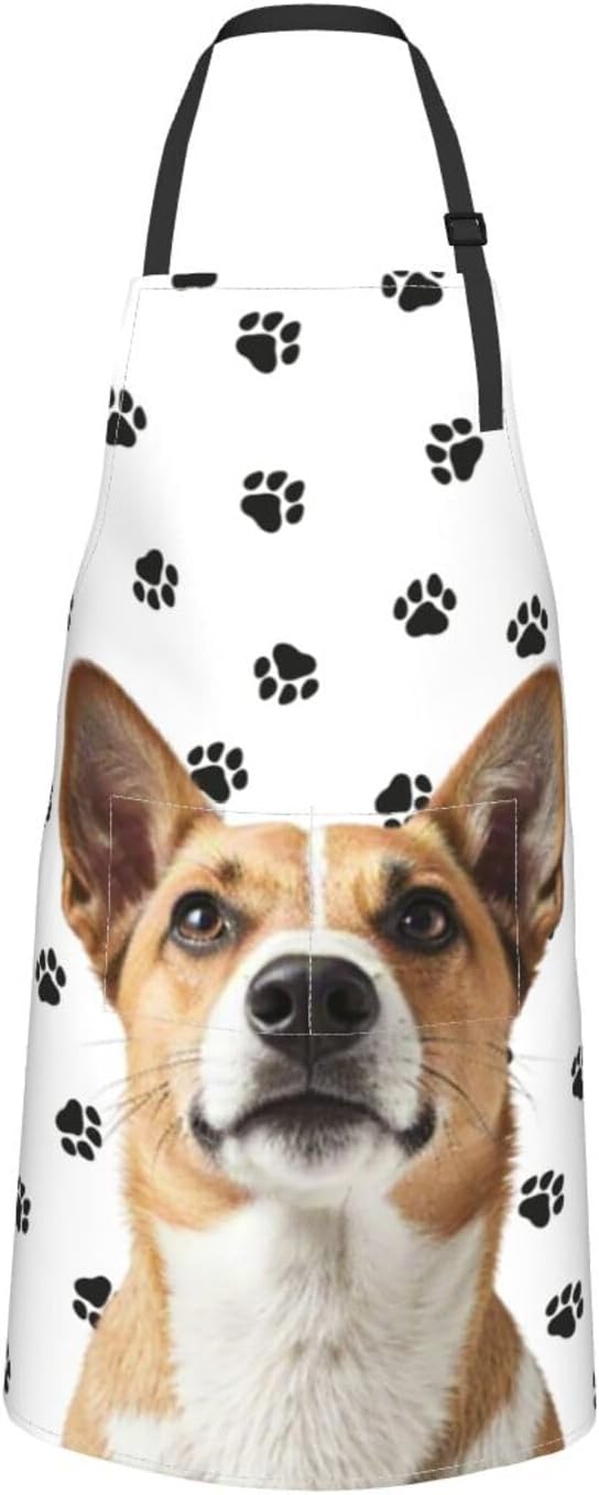 Custom Dog Face Apron for Men Women, Personalized Photo Bib Apron with Pockets, Customized Chef Aprons