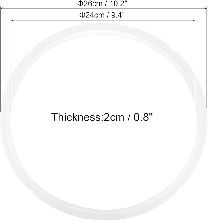 uxcell 2 Pcs Silicone Sealing Ring for Pressure Pot 8QT, Pressure Pot Inner Gasket Seal Rings Pressure Cooker Replacement Parts, White