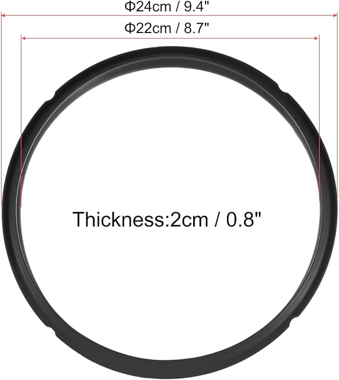 uxcell 2 Pcs Silicone Sealing Ring for Pressure Pot 5/6QT, Pressure Pot Inner Gasket Seal Rings Pressure Cooker Replacement Parts, Black