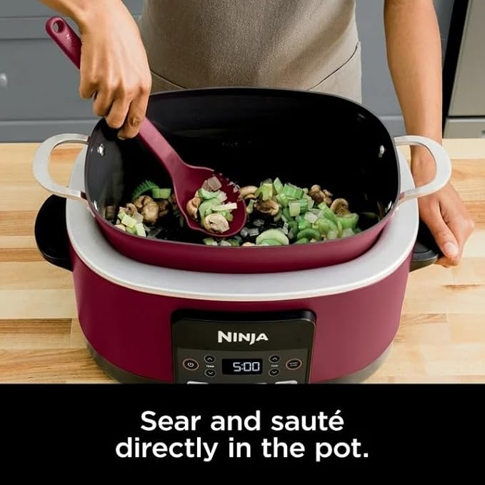 Ninja Foodi 6-in-1 PossibleCooker PRO Multi-Cooker 8.5 Quart, Electric Slow Cooker and Rice Cooker Combo for Home and Kitchen, Nonstick Pot for Cooking Soups Stews and One-Pot Meals (Cherry Tarte)