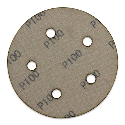 BHA 5" Inch 5 Hole Hook and Loop Sanding Discs for Orbital DA Sanders - 100 Pack (80 Grit)