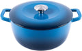 Enamel Cast Iron Dutch Oven with Lid,Dual Handles,Heavy-Duty Cookware for Sourdough Bread Baking,Braising,Stews,Roasting,Oven Safe up to 500° F,5.5QT,blue