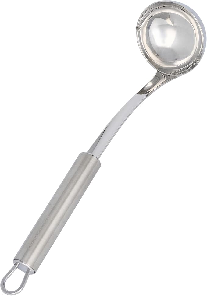 Ladle 1 Pack 10.6 Inch Sauce Ladle with Deep Bowl Ergonomic Handle Precision Pouring Durable Stainless Steel Silver Utensil For Sauces, Gravies, Buffet Use