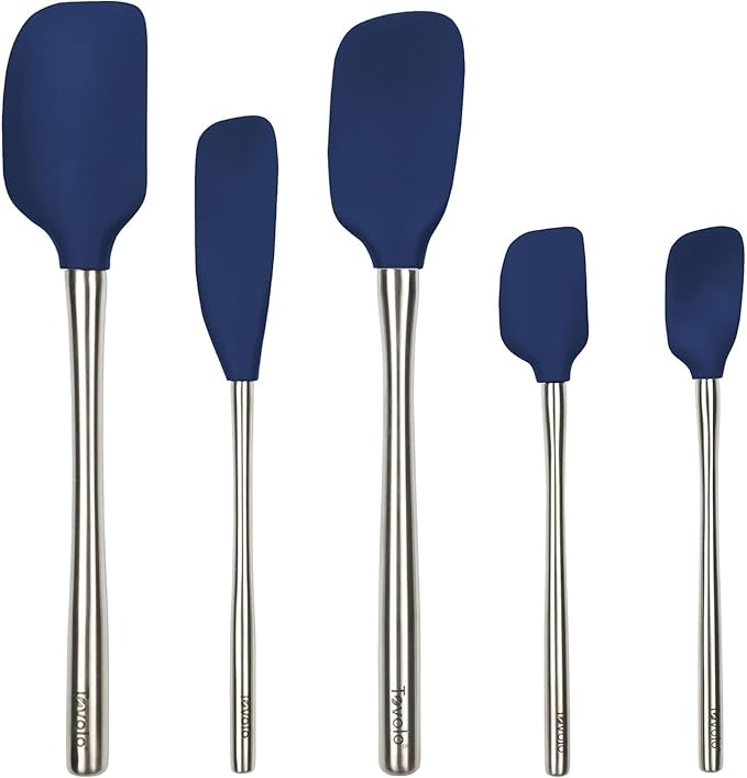 Tovolo Flex-Core Stainless Steel Handled Spatula Set of 5 for Meal Prep, Cooking, Baking, and More
