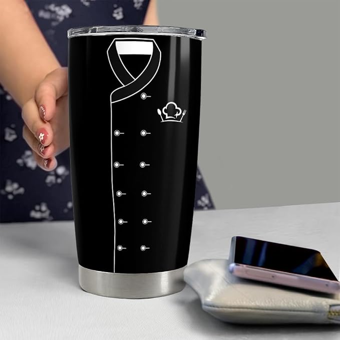 SANDJEST Gifts for Women Men Chef Tumbler 20oz Chef Stainless Steel Insulated Tumblers Coffee Travel Mug Cup Chefs Gifts for Birthday Christmas Cook Lovers Gift