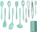 Kitchen Silicone Utensil Set | 12Pcs Silicone Cooking Utensils Set | Food Grade Safety Silicone Kitchen Tools | Heat Resistant | Nonstick Utensils | Dishwasher Safe (Aquamarine)