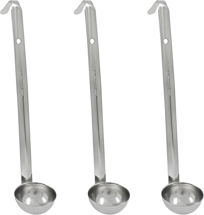 Piutouyar 3 Pcs 1 oz Soup Ladle Set, Stainless Steel Ladle with Long Hooked Handles Kitchen Cooking Serving Ladle Accessories for Cooking Soup Sauce Stews