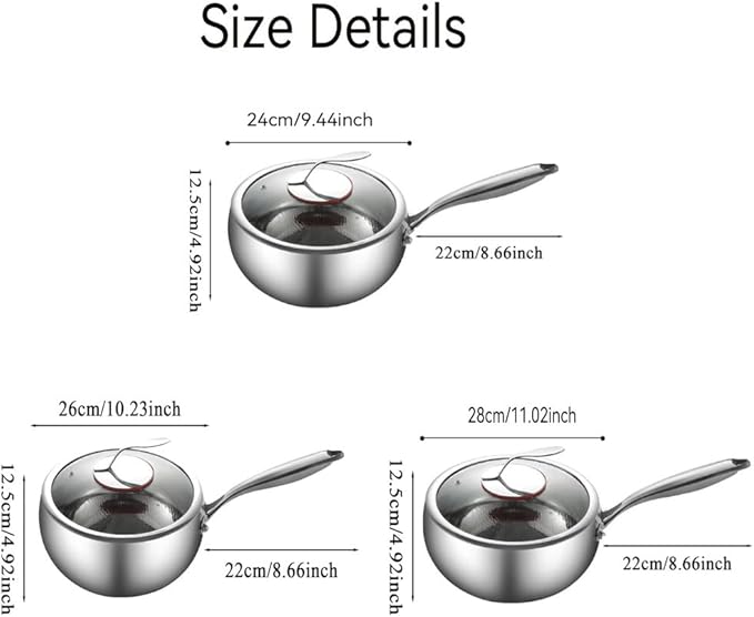 Titanium Hammered Pan, Thickened Multi-Layer Titanium Stock Pot, Titanium Wok Pan, Scratch-Resistant Non Stick Titanium Frying Pans, Even Heating for Cooking,No lid,9.44in