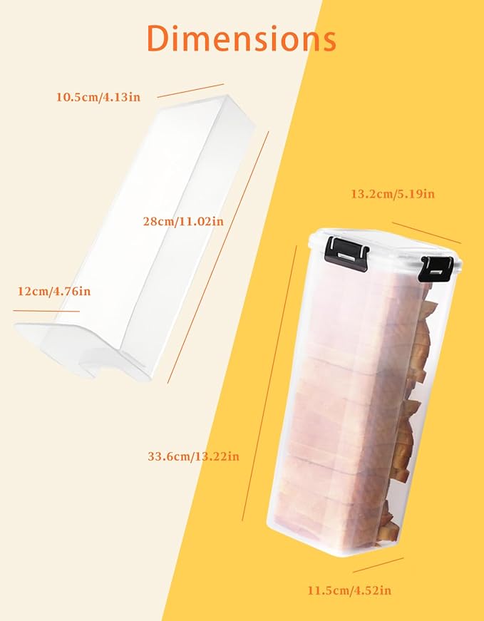 Bread Containers Storage Airtight Loaf - Bread Dispenser Plastic Box with Sealed Lid and Tray Drawer, Homemade Sliced Toast Keeper Air Tight for Kitchen Fridge