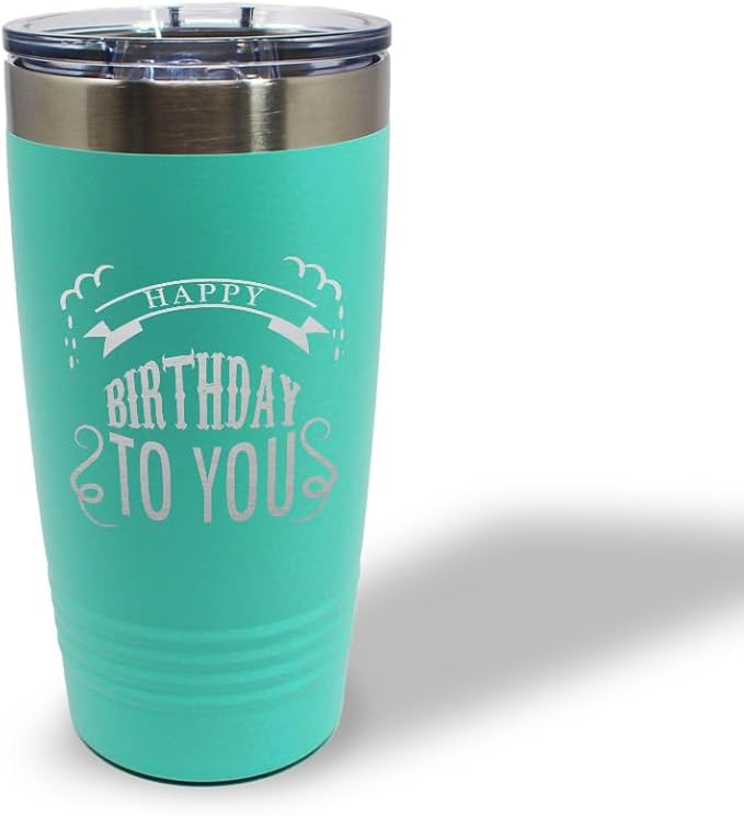 Tumblera Tumblers Travel Mugs Happy Birthday to You A Alphabet & Monograms Birthday Insulated Drinkware Personalized Tumbler Cups Coffee Tumbler Engraved Stainless-Steel 20 Oz Chill Design Only