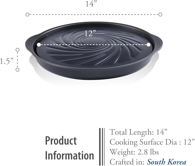 TECHEF - TRUE GRILL PAN - Stovetop Nonstick Indoor/Outdoor Smokeless BBQ Grill Set, including a Grill Plate and Alumium Drip Tray (Dome)