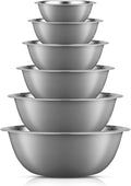 JoyJolt Stainless Steel Mixing Bowl Set of 6 Bowls (Grey). 5qt Large to 0.5qt Small Metal Bowl. Kitchen, Cooking and Storage Nesting Bowls. Dough, Batter Baking Gray