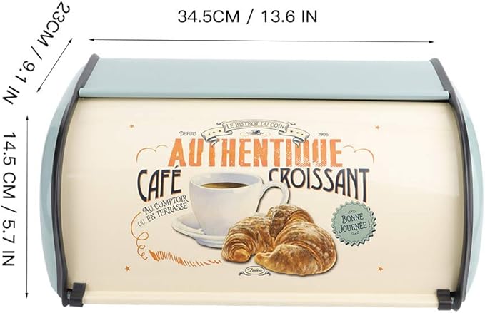 aqxreight Bread Box for Kitchen Storage Large Metal Container Holds Multiple Loaves Compatible with Most Bread Sizes in Blue