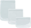 W&P Porter Silicone Reusable Storage Bags, Flat Variety 3 Pack (10oz, 34oz, 46oz), Mint, Food Storage Container, Microwave and Dishwasher Safe, Easy Cleaning