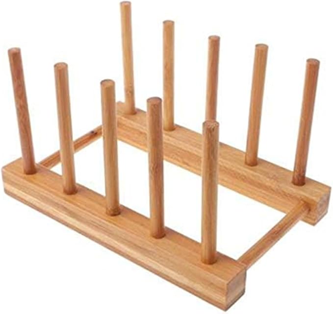 YWSHF Bamboo Wooden Dish Rack Dishes Drainboard Drying Drainer Storage Holder Stand Kitchen Cabinet Organizer for Dish/Plate/Bowl/Cup/Pot Lid/Book
