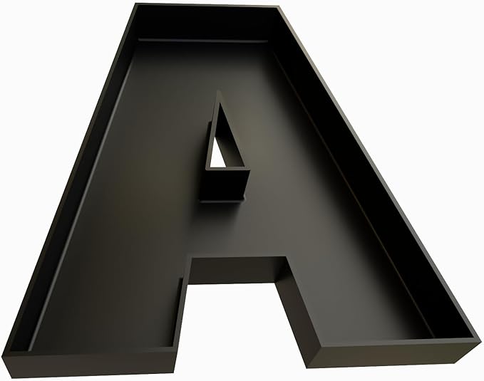 Hard Plastic Reusable Fillable Letters Numbers Serving Trays for Party Decoration (A, Black)