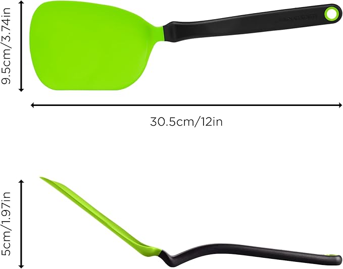 Dreamfarm Chopula Non-Stick-Safe Super-Flexible Sit-Up Spatula with Strong Flat Edge to Separate Food - 12" Green
