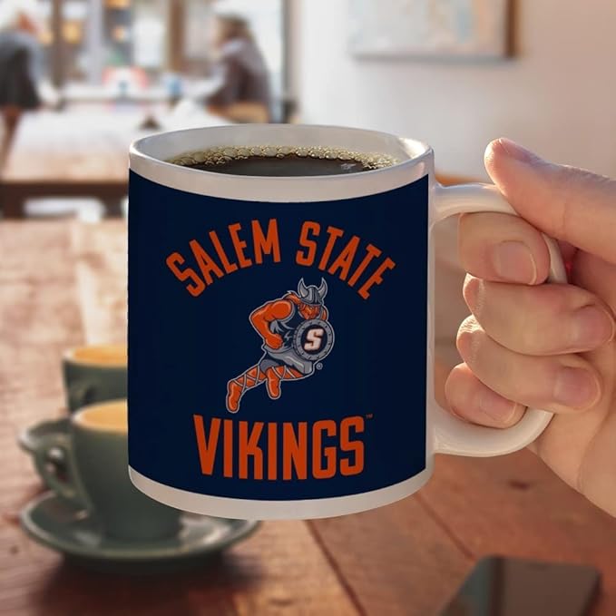 Salem State University Vikings Logo Ceramic Coffee Mug, Novelty Gift Mugs for Coffee, Tea and Hot Drinks, 11oz, White