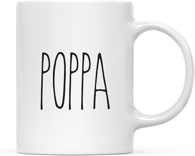 Andaz Press Simple Rustic Farmhouse Kitchen Decor 11oz. Ceramic Coffee Tea Mug Gift, Poppa, 1-Pack, Birthday Christmas Gift Ideas for Family, Friends