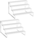 Spice Rack, Wooden Display Riser Stand, Set of 2, Perfume Organizer, Vanity Display Stand, Tiered Countertop Organizers, Space Saving, for Kitchen Spices, Syrup, Coffee Mugs, White SR04L2WW