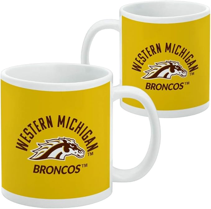 Western Michigan University Broncos Ceramic Coffee Mug, Novelty Gift Mugs for Coffee, Tea and Hot Drinks, 11oz, White