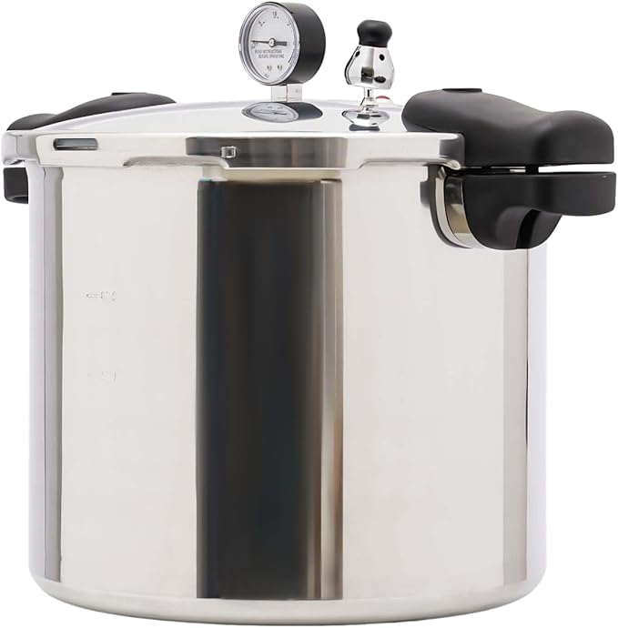 23 Quart Aluminum Pressure Cooker Canning Pressure Cooker With Gauge Explosion Proof Safety Valve Extra-Large Size For Big Canning Jobs