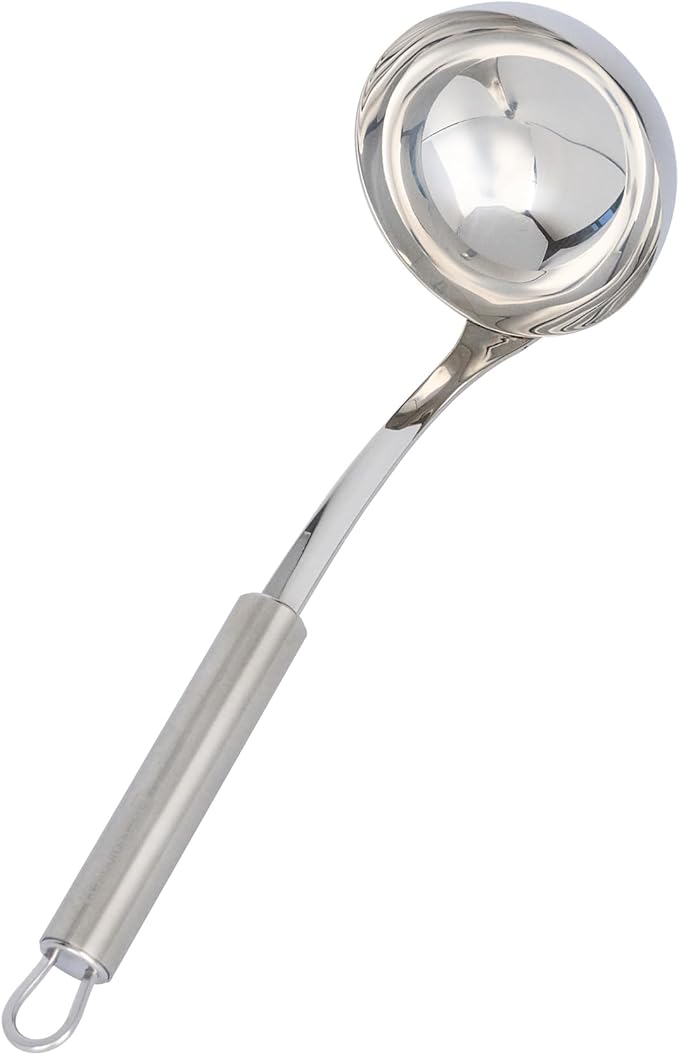 Ladle 1 Pack 11.4 Inch Serving Ladle with Deep Bowl Ergonomic Handle Precision Pouring Durable Stainless Steel Silver Utensil For Soups, Gravies, Buffet Use