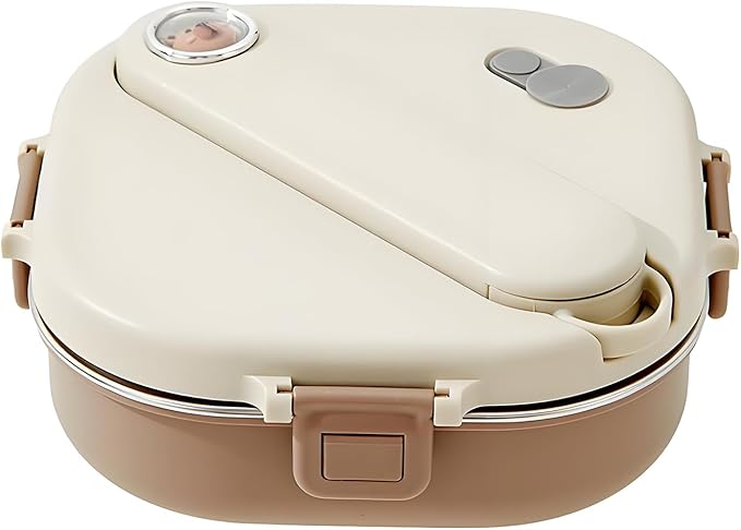 Stainless Steel Bento Box, 800ml Leakproof Lunch Box, Easy To Open And Close, Food Storage Container For Outings, Picnics, And Travels (3 Compartments)
