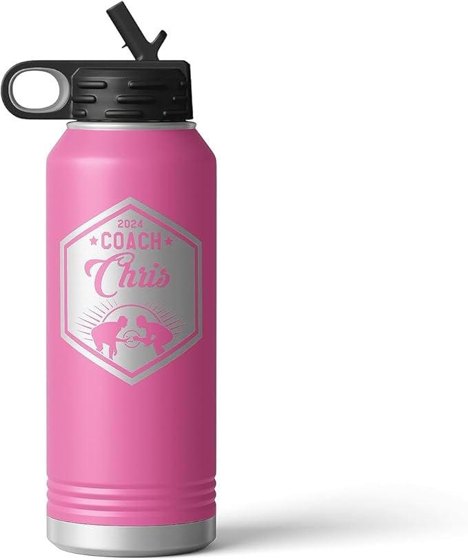 Wrestling Coach gifts, Tumbler, Coach tumbler, Wrestling gifts, Coach Beer glass, Coach gift, Coach gifts, Wrestling Coach (Wrestling Hexagon, Pink, 32oz Water Bottle)