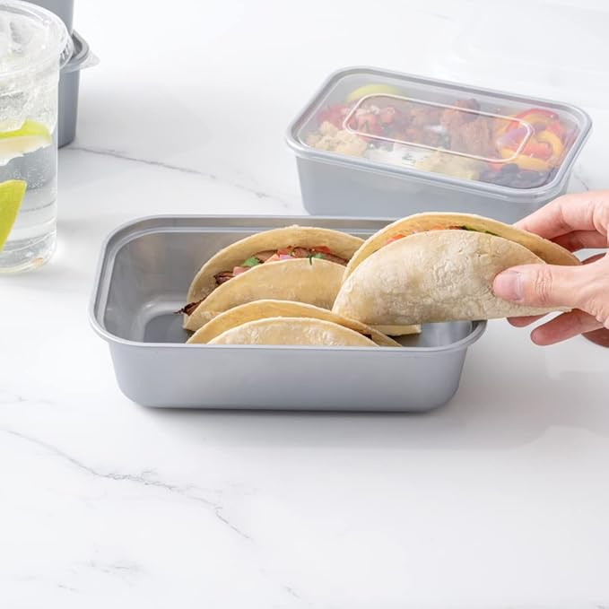 Restaurantware Futura 33.8 Ounce Meal Prep Containers With Lids 100 Microwavable To Go Containers - Inserts Sold Separately Disposable Silver Plastic Food Containers With Lids