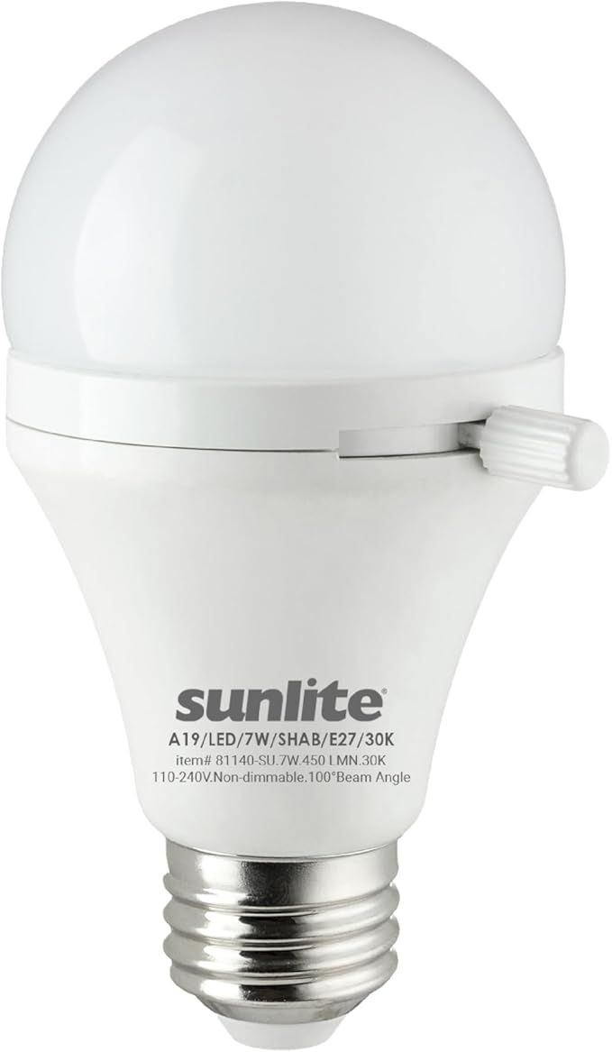 Sunlite ShabBulb, Shabbat Permissible LED Light Bulb, 7 Watt (40 Watt Equivalent) 3000K Warm White