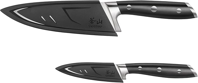 Cangshan ALPS Series 502797 German Steel Forged 2-Piece Starter Set with Sheaths, Black