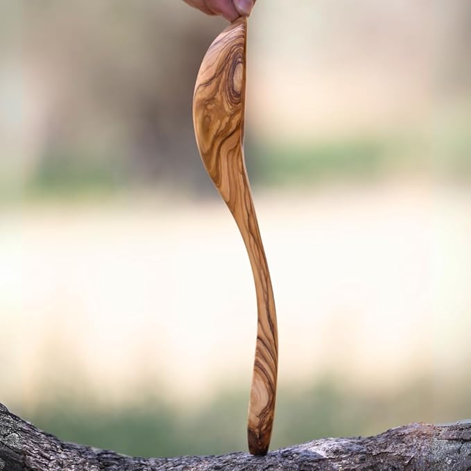 Olive Wood Soup Ladle - Large Handmade 13" Wooden Ladle for Soup, Artisan Ladles, Great Gift, Wood Ladle, Fair-Trade - LESVOS WOODCRAFT