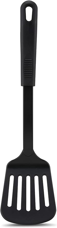 AME D'ESSENCE Turner Flexible Slotted Spatula 12 inch Black Nylon 410ºF Heat Resistant Spatula with Ergonomic Handle Kitchen Gadgets for Frying