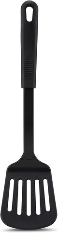 AME D'ESSENCE Turner Flexible Slotted Spatula 12 inch Black Nylon 410ºF Heat Resistant Spatula with Ergonomic Handle Kitchen Gadgets for Frying