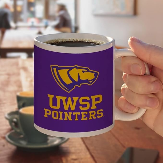 University of Wisconsin-Stevens Point Pointers Logo Ceramic Coffee Mug, Novelty Gift Mugs for Coffee, Tea and Hot Drinks, 11oz, White