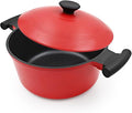 2.5 Qt Cast Aluminum Dutch Oven Pot for Stew Braise Soup Simmer and Fry, Mini Nonstick Stock Pot with Lid & Stay-Cool Handle for All Stoves Including Induction, PFOA PFOS APEO Free