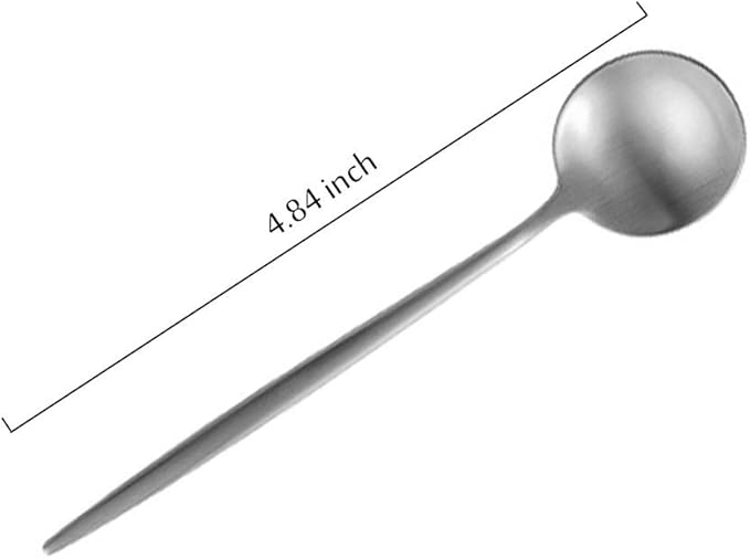Silver 18/10 Stainles Steel Coffee Spoons, Slim Cutlery for Kitchen Hotel Restaurant Wedding Party, Matte Finish, Dishwasher Safe, Pack of 6