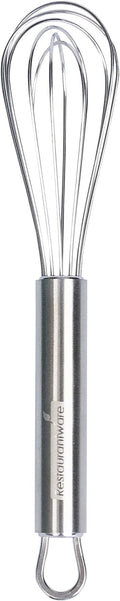Restaurantware 7 in Stainless Steel Wire Whisk - German Standard Kitchen Balloon Whisk with Ergonomic Handle, Dishwasher Safe - Durable French Whisk for Cooking, Mixing Thick Batter and Sauce