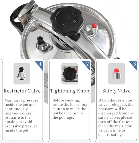 AUNMAS Pressure Cooker, Explosion Proof Can Cooker with Double Bottom Stovetop Pressure Cooker for Gas Stove Induction Cooker (3L)