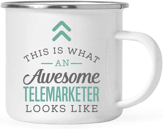 Andaz Press 11oz. Stainless Steel Campfire Coffee Mug Gift, This is What an Awesome Telemarketer Looks Like, 1-Pack, Birthday Gift Ideas Coworker Him Her, Includes Gift Box